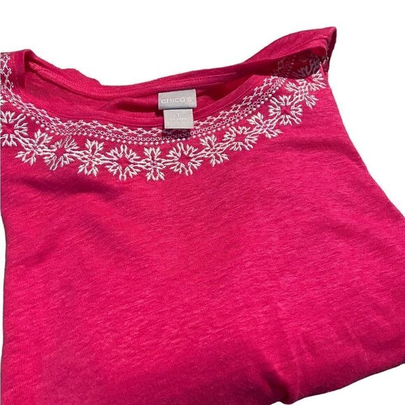 Chico”s size large pink too with white accents excellent condition see pics - Picture 2 of 2